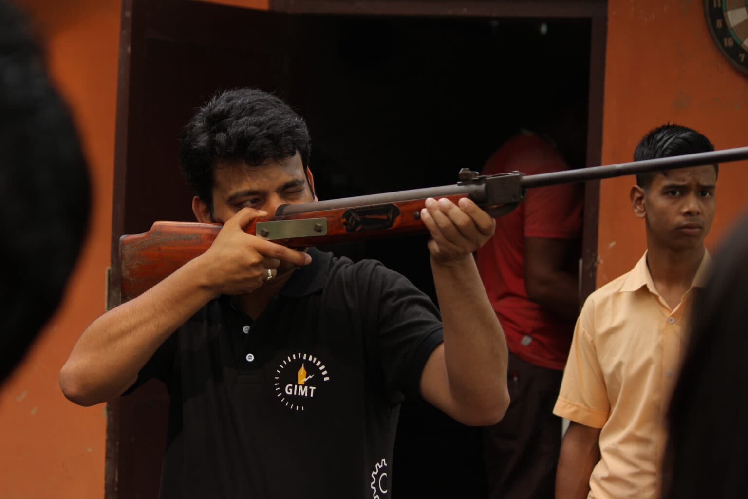 Air rifle shooting at the range