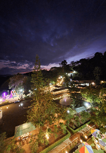 The grounds at twilight