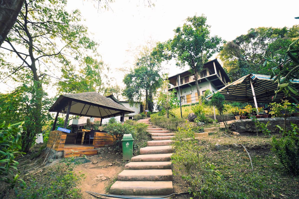 The path down to the cottages