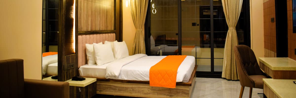 A premium room lit for the evening